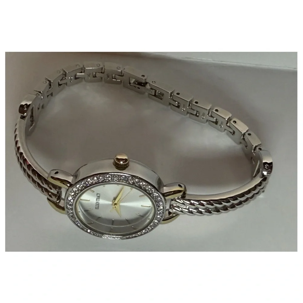 Ellen Tracy - Diamond Accent Ladies Watch - Two-Tone Metal -‎ Silver Dial